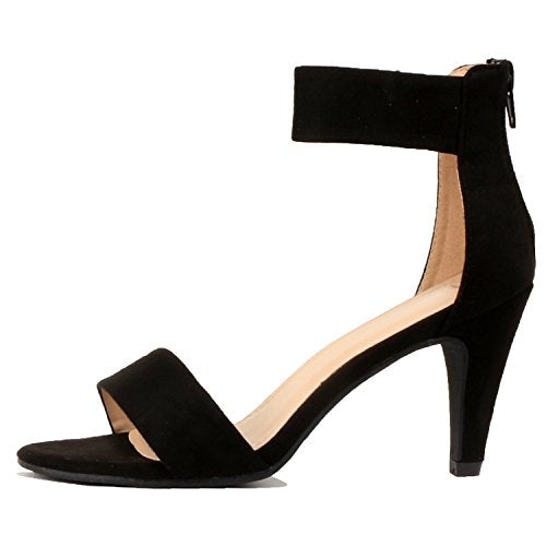 black evening sandals mid heel