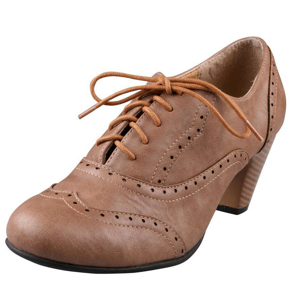 Guilty Shoes | Amany-01 Lace-Up Oxford Heels