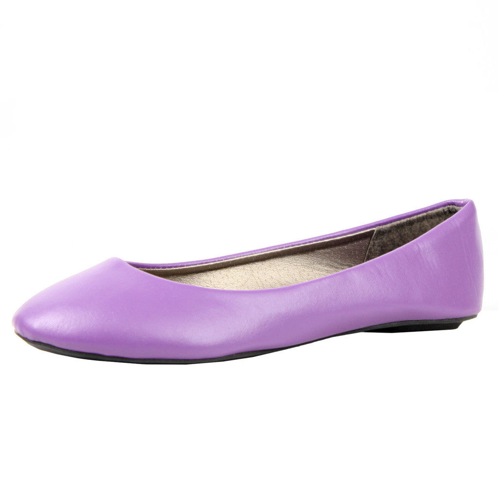 Guilty Shoes | Slip On Leatherette Color Ballet Flats