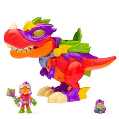 SUPERTHINGS Superdino V-Rex – Dinosaurio articulado Villano con Efectos de luz y Sonido, 1 Kazoom Kid y 1 SuperThing exclusivos. - mamyka