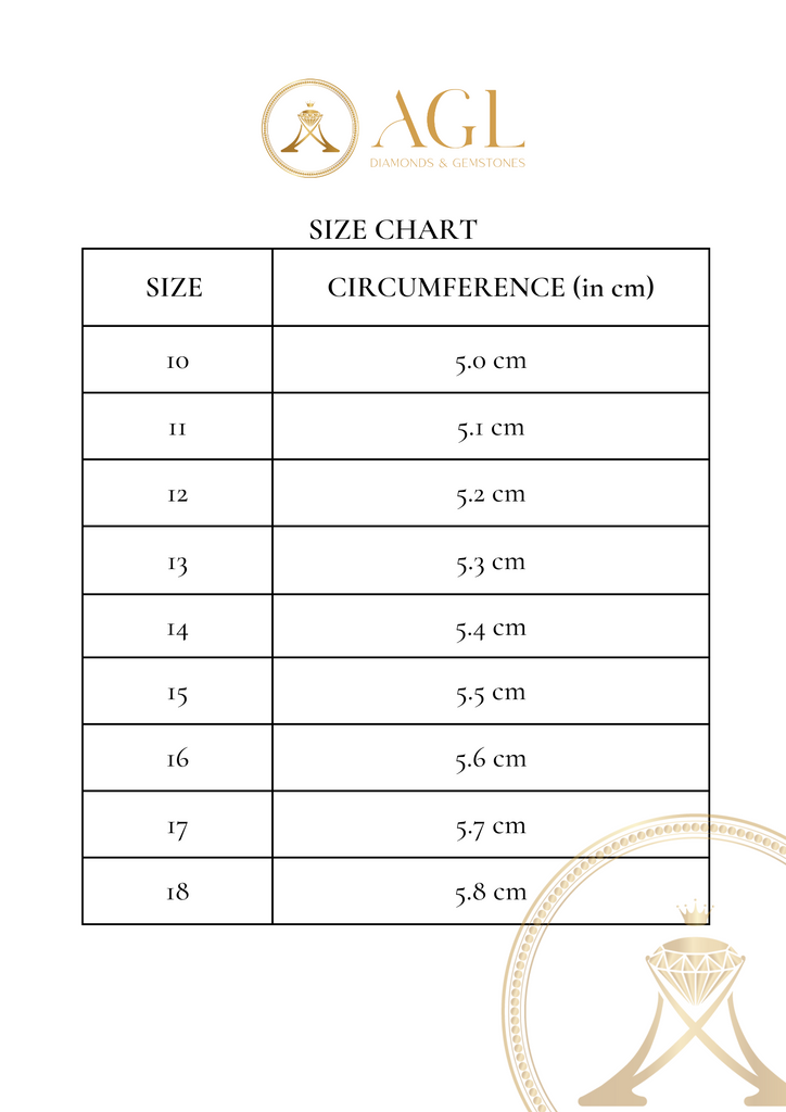 SIZE CHART – AGL DIAMONDS AND GEMSTONES