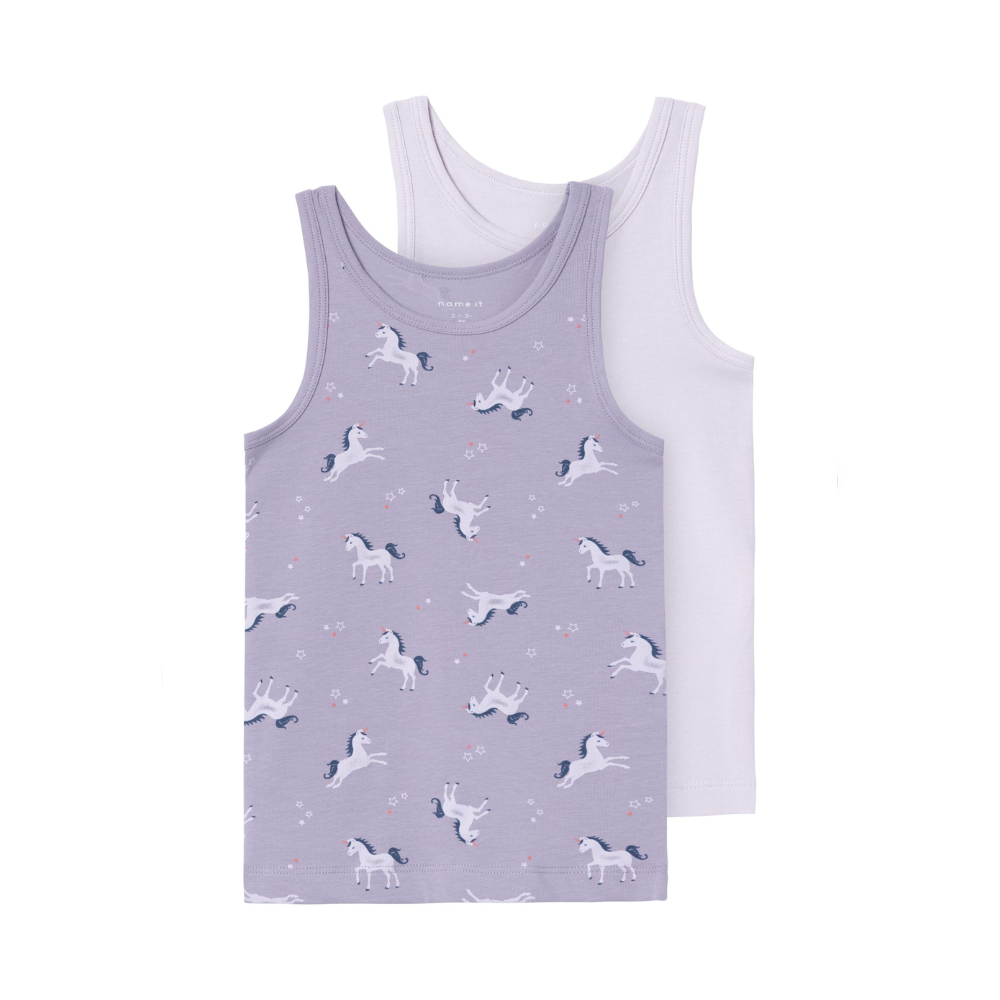 Billede af Name It Tank Top Lavender Unicorn 2-pak - name it - Undertøj - GladeRollinger.dk