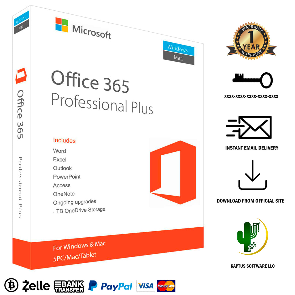 Suscripción Office 365 Professional Plus Original 5 Pc– Kaptus Software