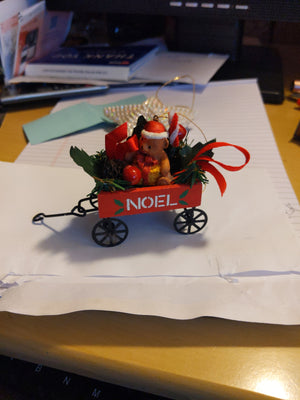 Noel Red Wagon Ornament - shaaronusuniquestore