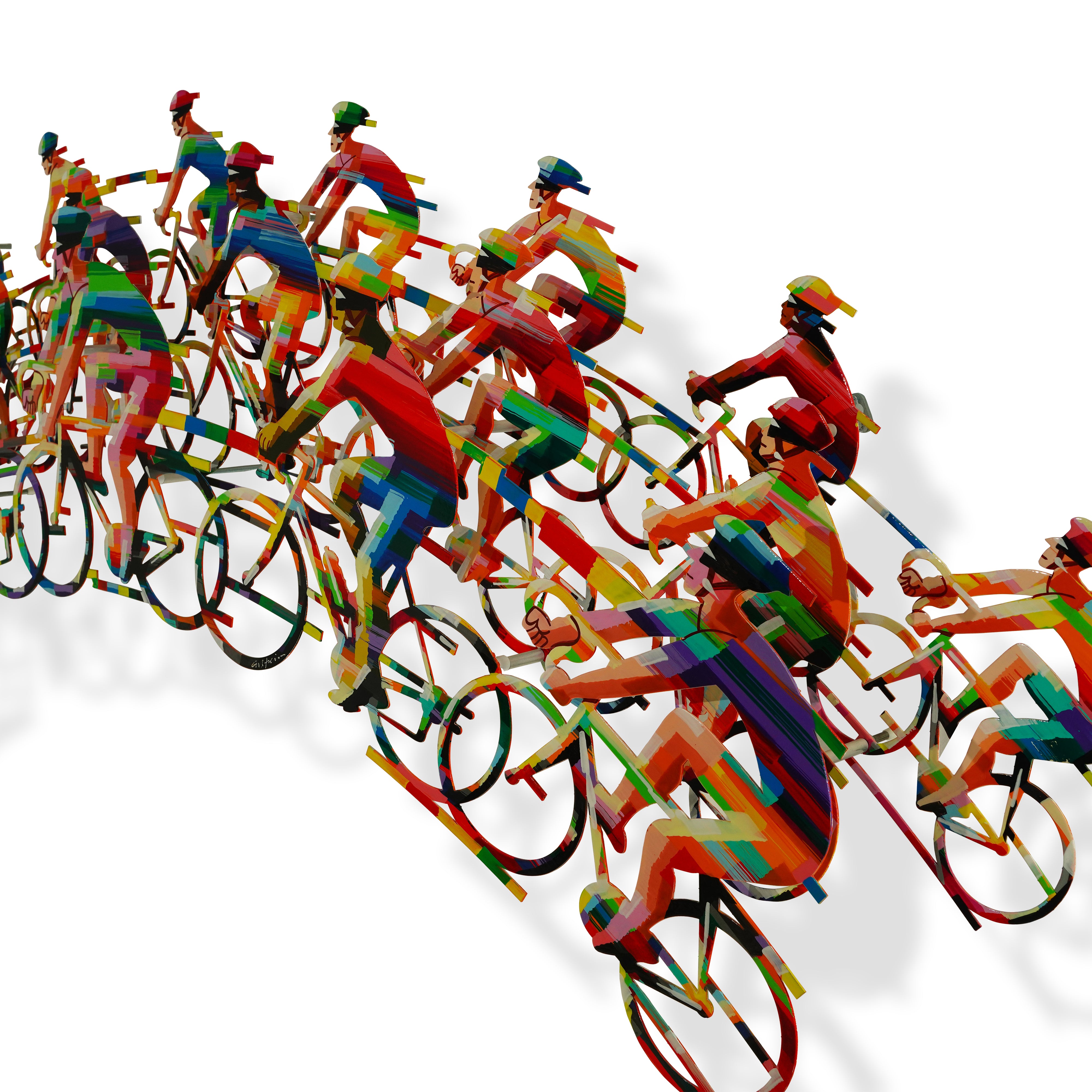 close up of David Gerstein's 3D Metal Cut Wall Sculpture