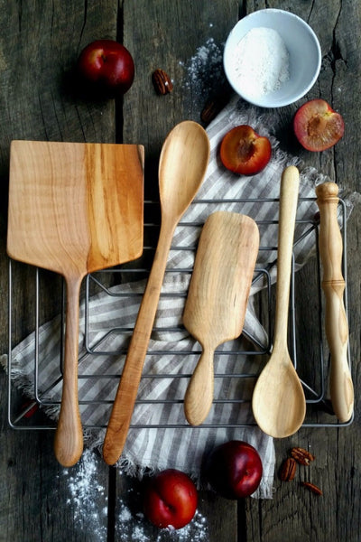 Cooking Wooden Spoons 3-Piece Set, Solid Beechwood – Chef Pomodoro