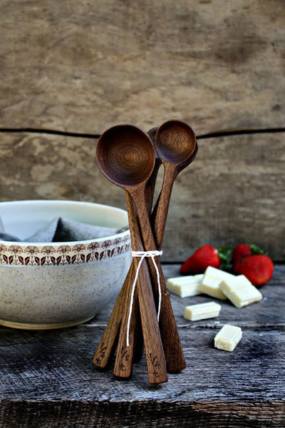 HAND CARVED WOOD MEASURING TEASPOONS