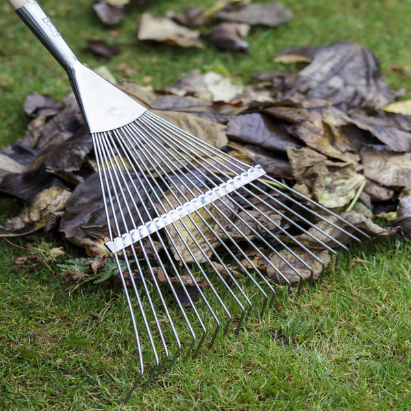 stainless steel - flexi tined lawn rake