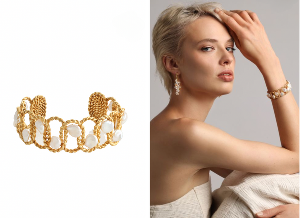 joanna laura constantine gold cage and pearl cuff