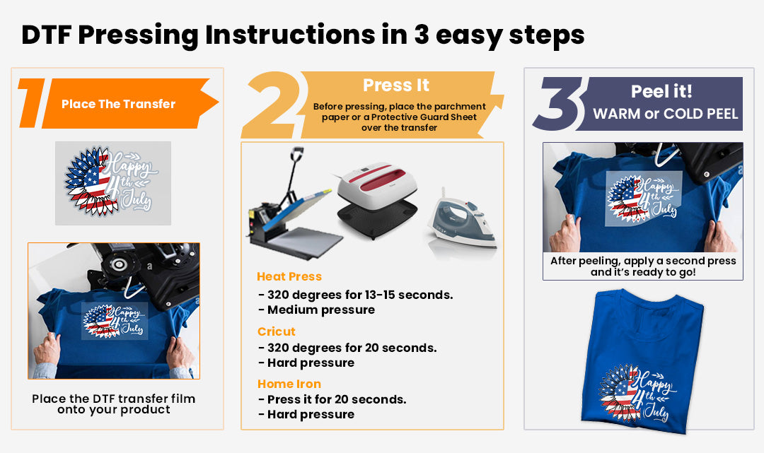 How To Press DTF (Direct to Film) Transfers on T-Shirts Step by Step Print  Instructions