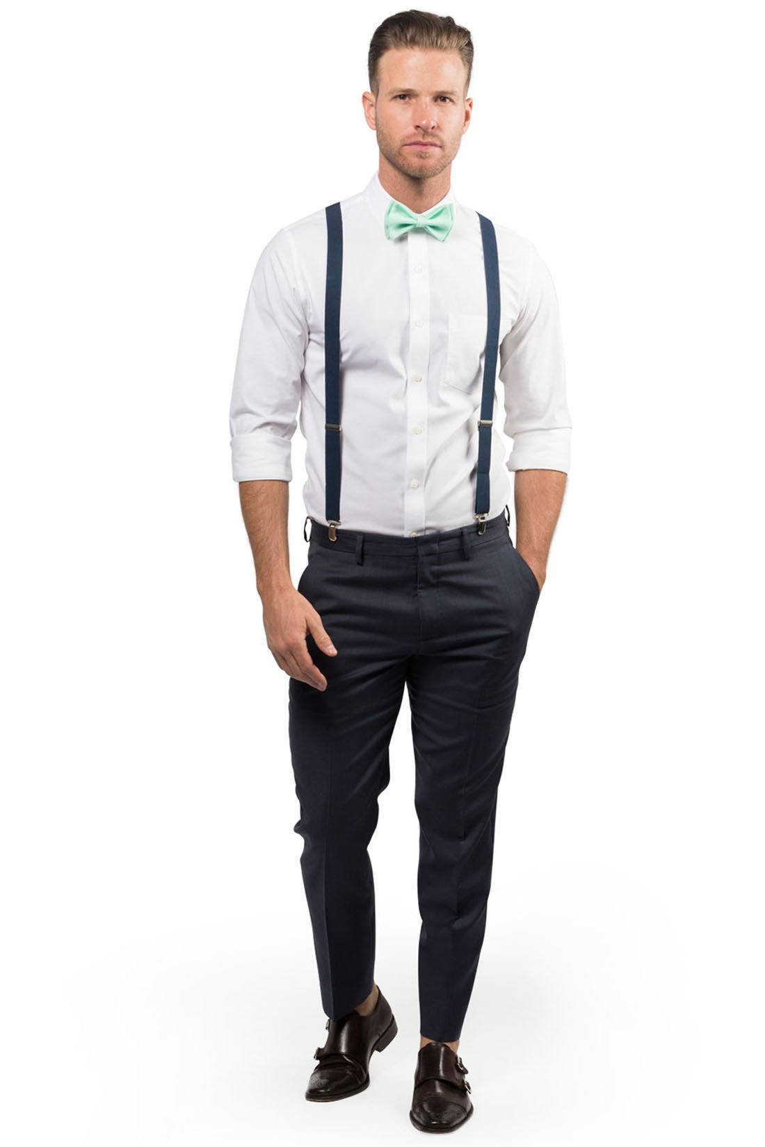 Navy Suspenders & Mint Bow Tie - Baby to Adult Sizes– Armoniia