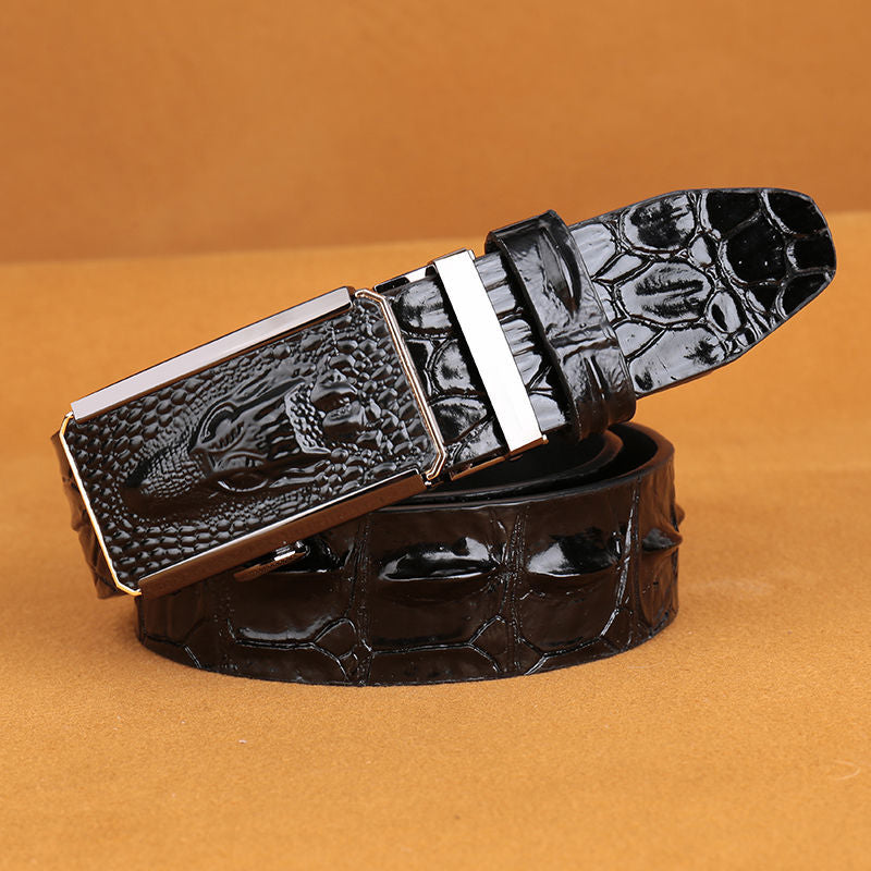 Belt men's crocodile pattern automatic buckle belt