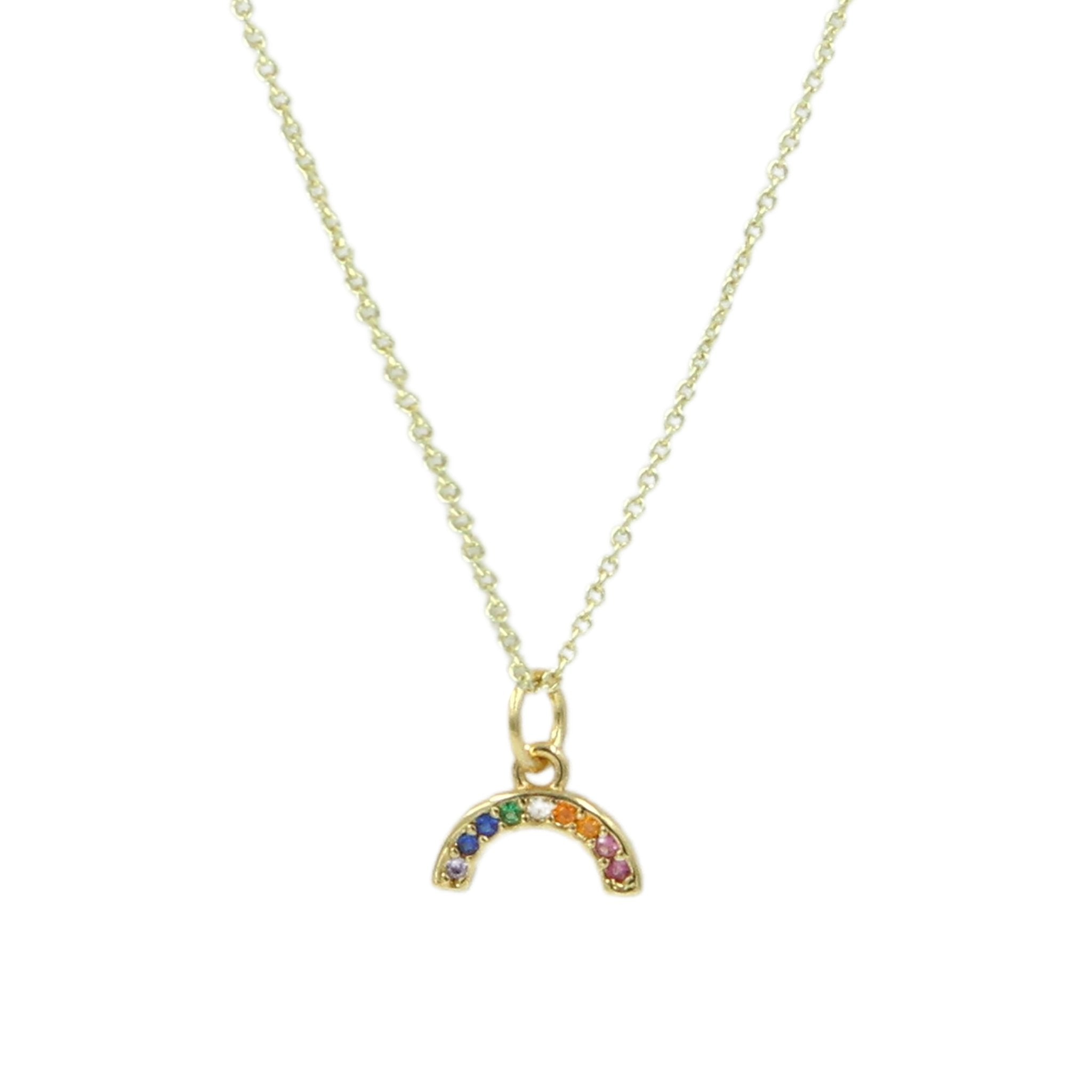 Rainbow Mini Pave pendant necklace. Pride Month