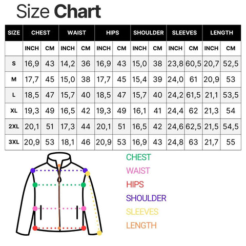 Size chart for product 2038