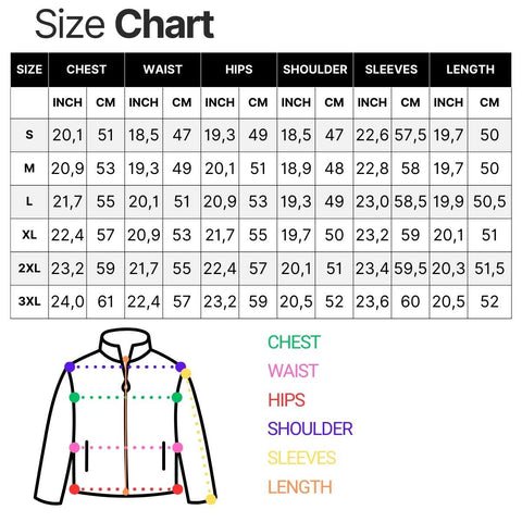 Size chart for product 2131