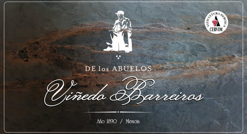 Etiqueta del Vino Viñedo Barreiros Mencia con certificación de Cervim de Viticultura Heroica