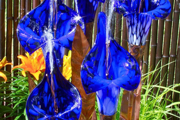 Blue Iris Copper & Glass Fountain