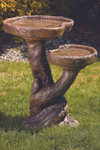 Woodscape Double Concrete Bird Bath by Massarelli