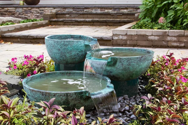 Triple Spillway Brass Bowl Fountain by Blue Thumb