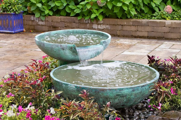Double Spillway Brass Bowl Fountain by Blue Thumb
