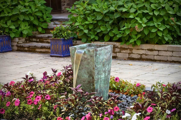 Tapered Square Brass Urn Fountain by Blue Thumb