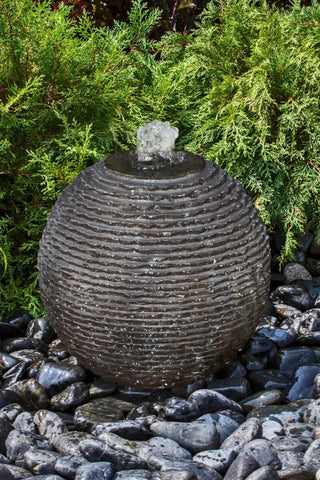 Black Ribbed Granite Fountain by Blue Thumb