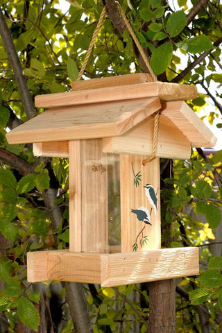 Stenciled Hanging Birdfeeder in Cedar by Winter Woodworks