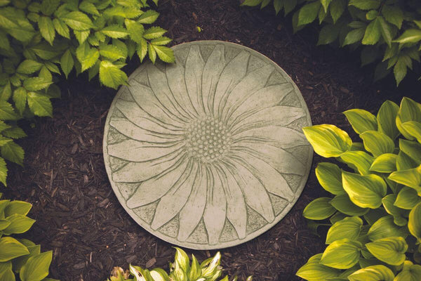 Sunflower Concrete Round Stepping Stone by Massarelli