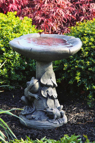 Frogs & Lilies Bird Bath by Massarelli