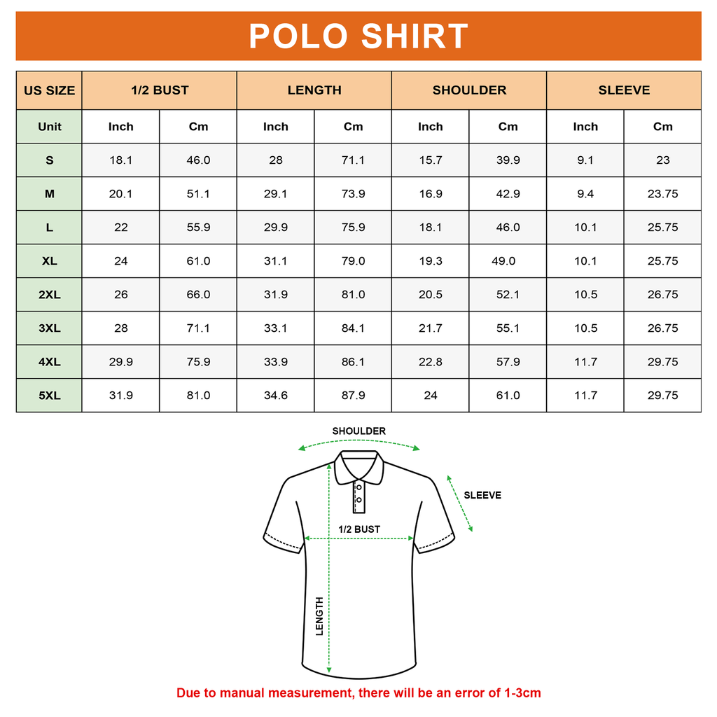 Polo Shirt Size Guide