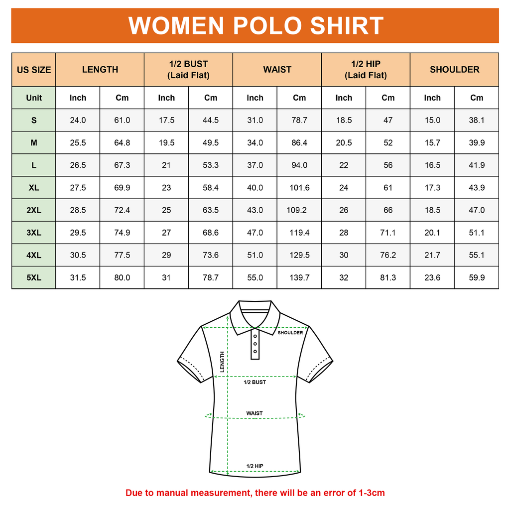 Women Polo Shirt Size Guide