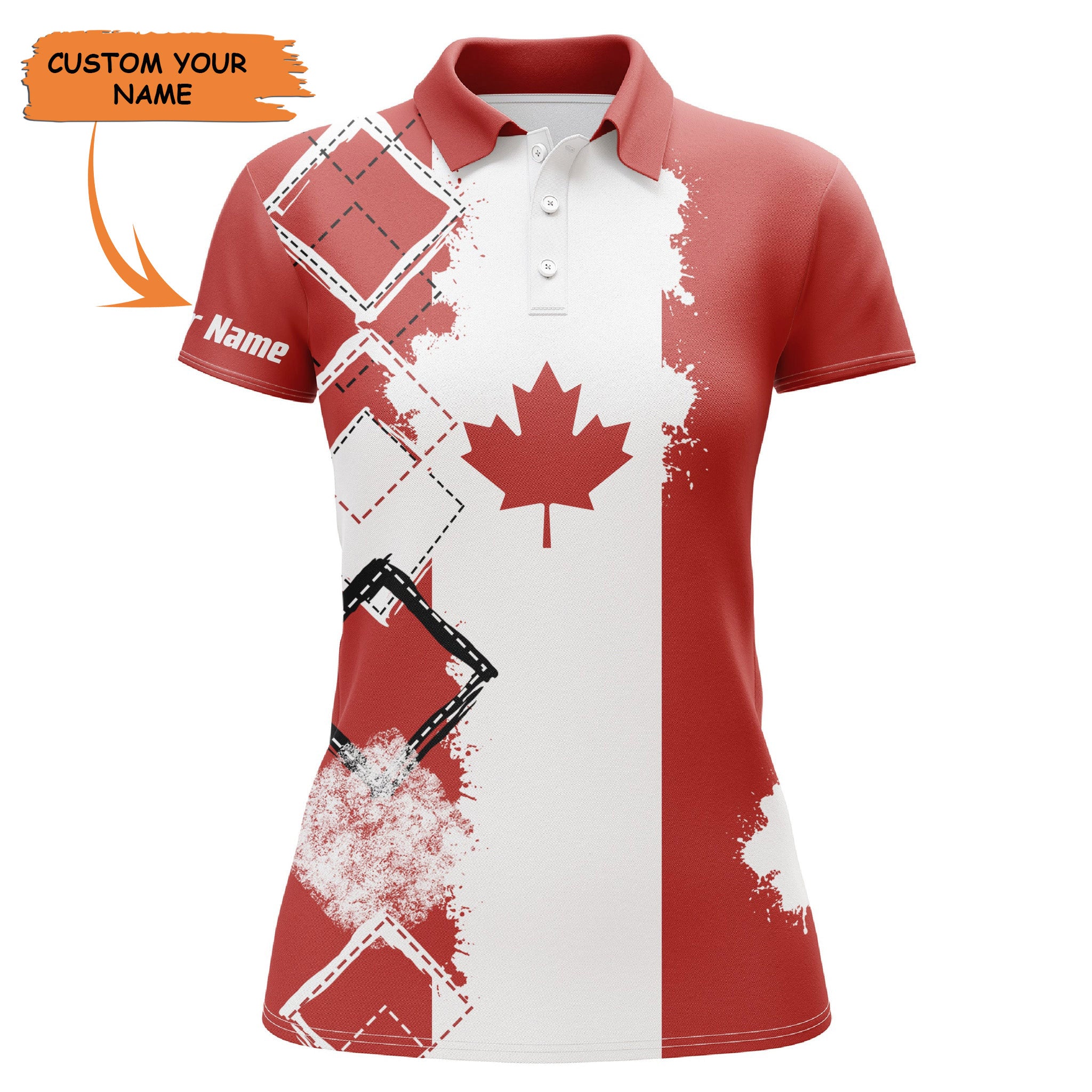 Womens Golf Polo Canada Flag Patriot Custom Name Golf Shirts Fo - Cerigifts