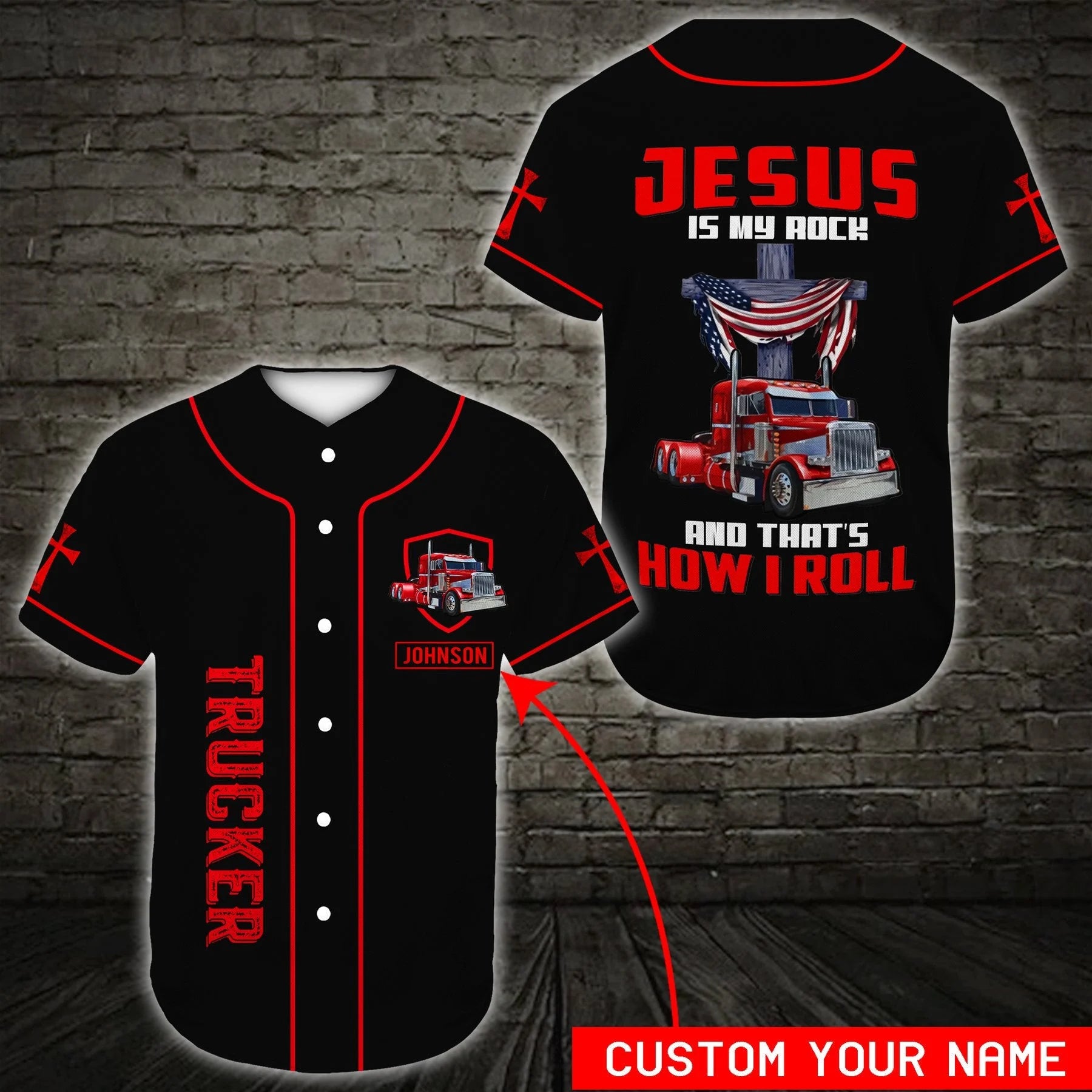 Cross, American Flag Baseball Jersey - Jesus Is My Everything Custom B