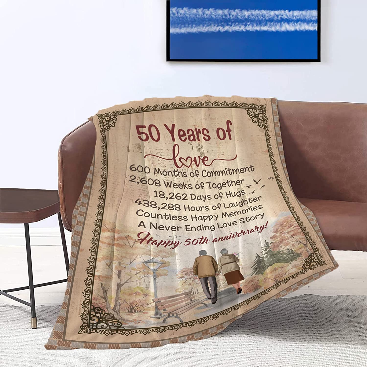 Golden Wedding Anniversary Gift Wooden Hanging Plaque 50th Anniversary –  All Things Love Gifts