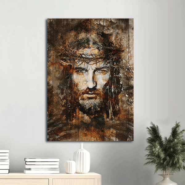 Jesus Portrait Canvas- Jesus painting, Crown of thorns, Jesus face can ...
