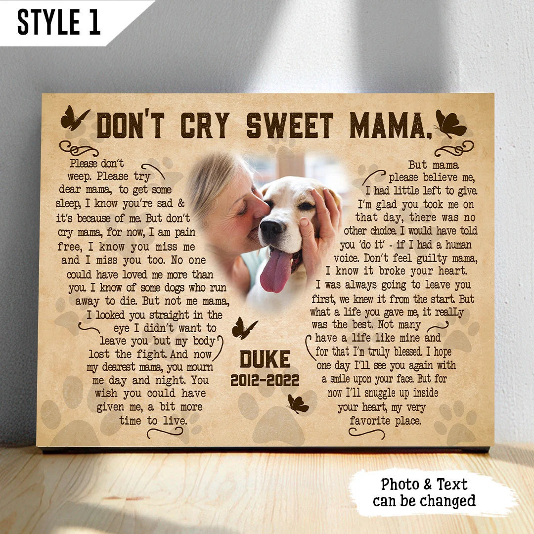 Custom Photo Blanket  Don't Cry Sweet Mama Cat Poem