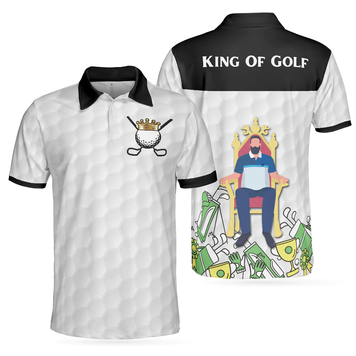 Live Like A King Playing Golf Black And Gold Polo Shirt, Luxury