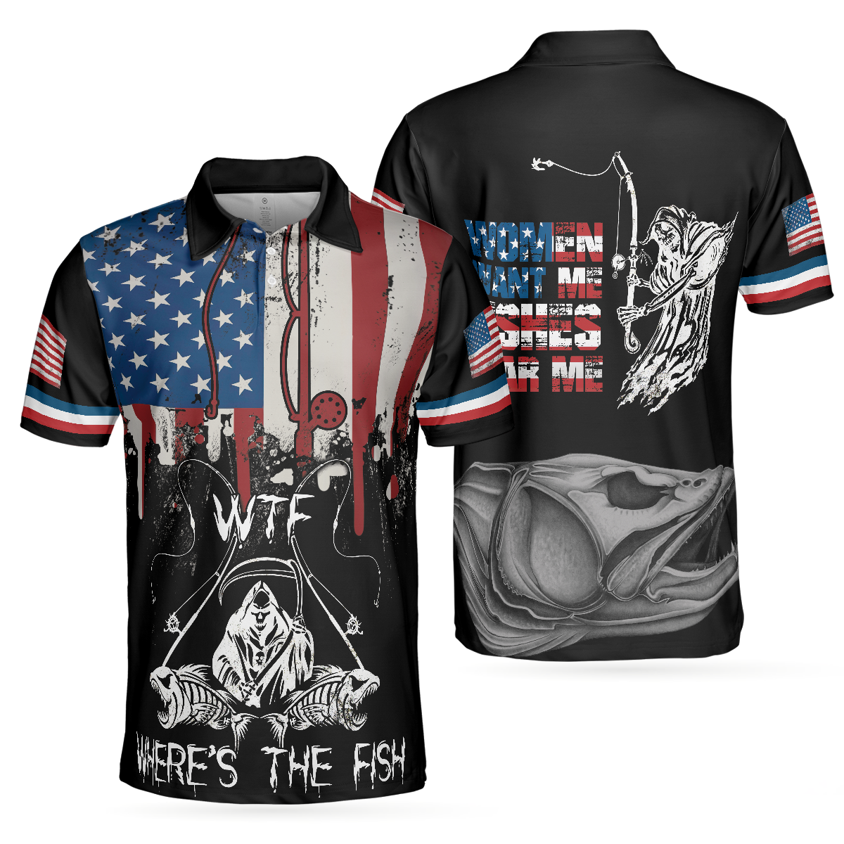 Vintage Bigfoot American Flag Fishing Men Polo Shirt, Fishing And Beer -  Cerigifts