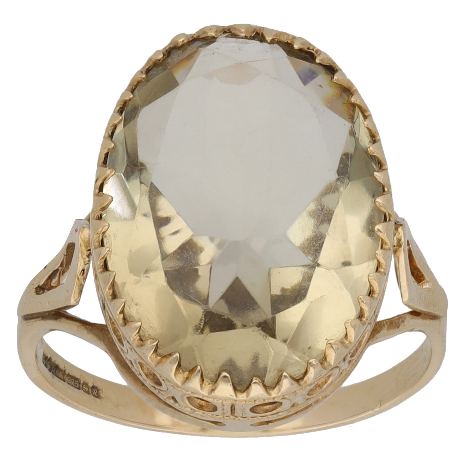 9ct Gold Quartz Single Stone Ring Size Q