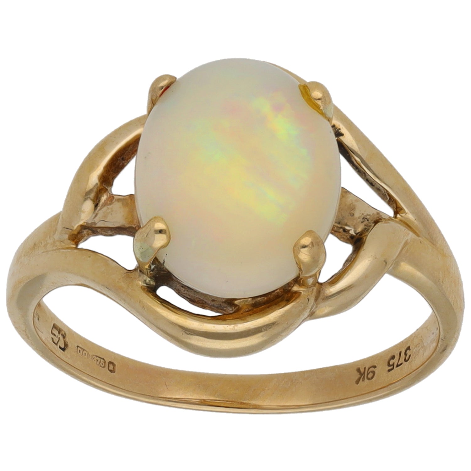 9ct Gold Opal Single Stone Ring Size L