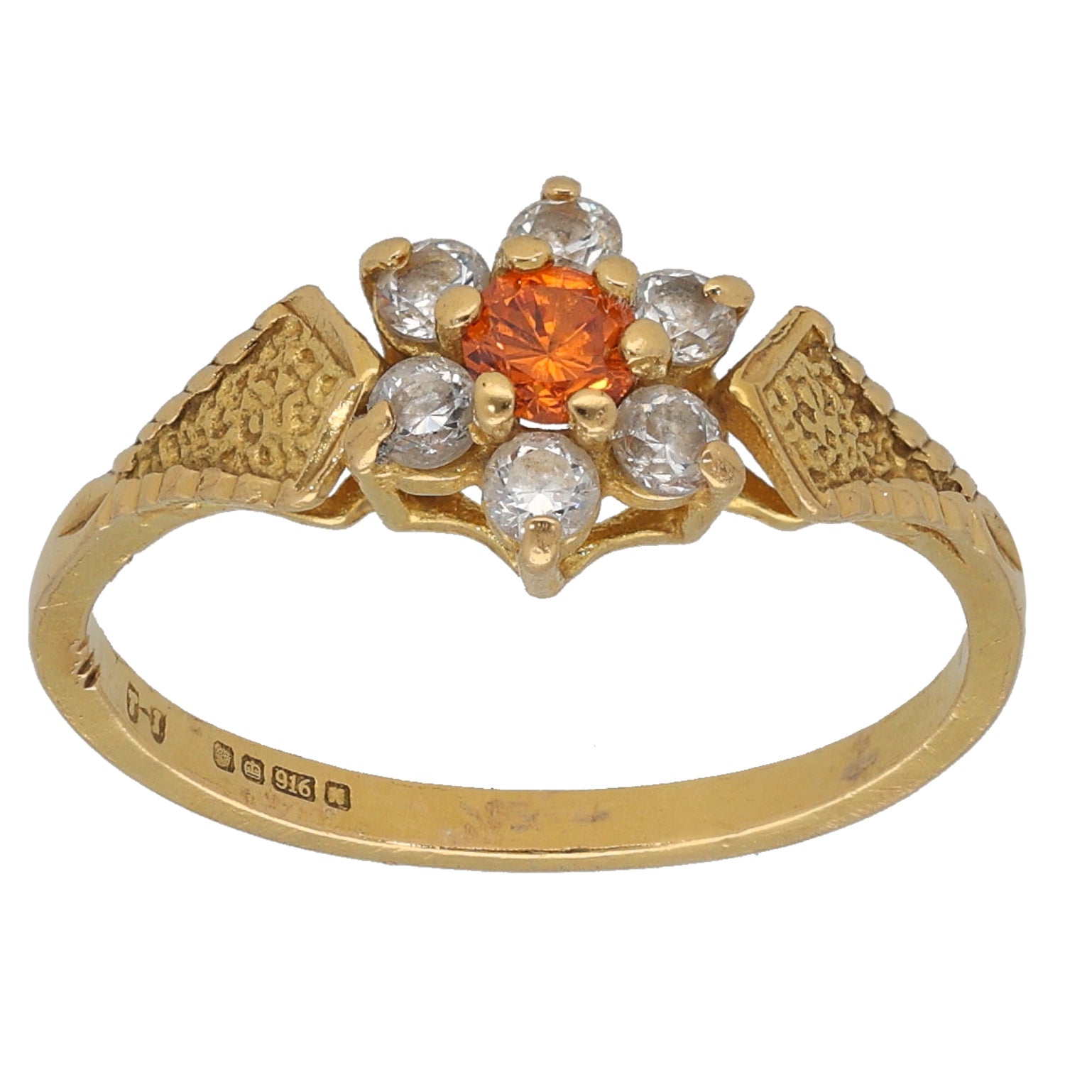 22ct Gold Imitation Gems Cluster Ring Size M