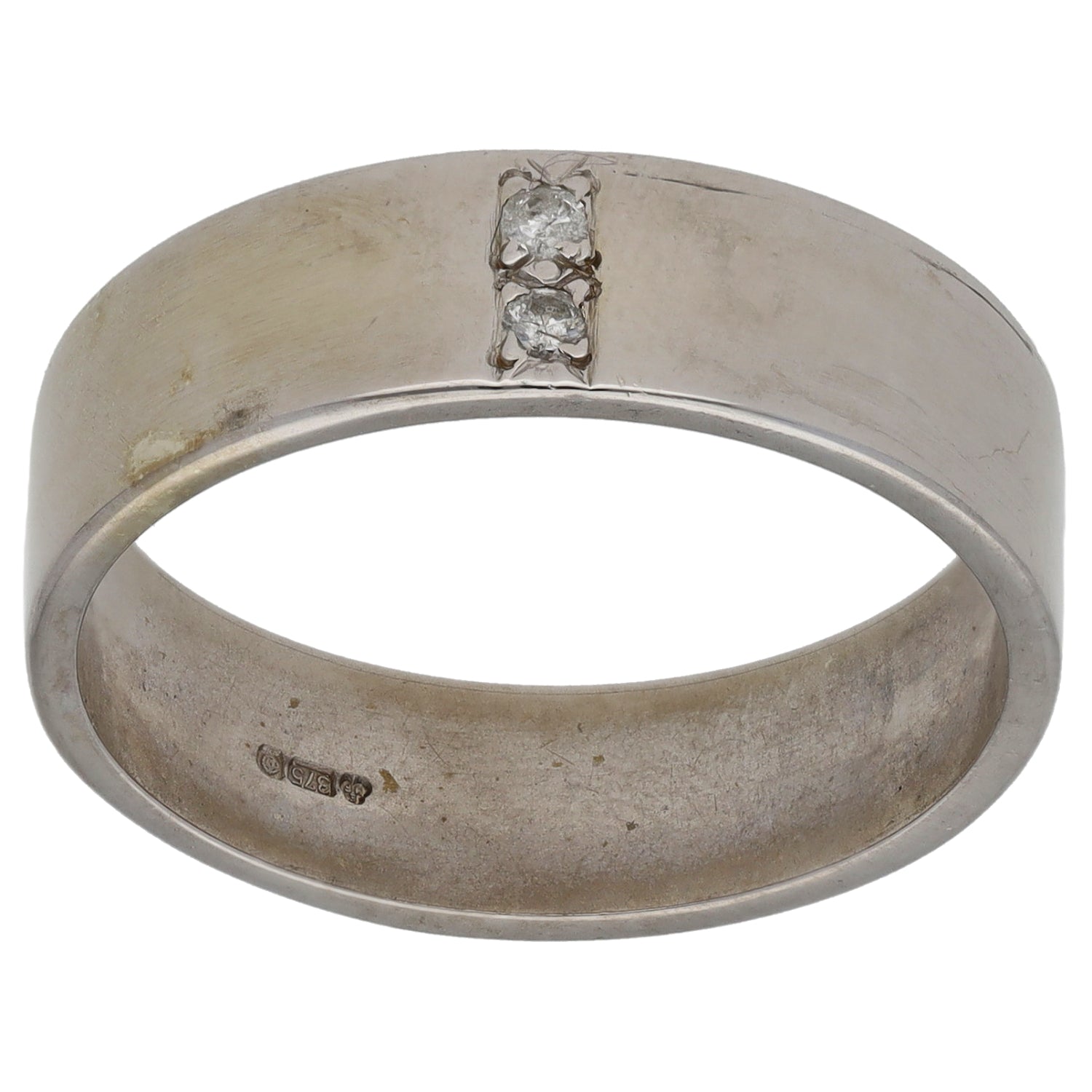 9ct White Gold 0.02ct Diamond Wedding Ring Size S