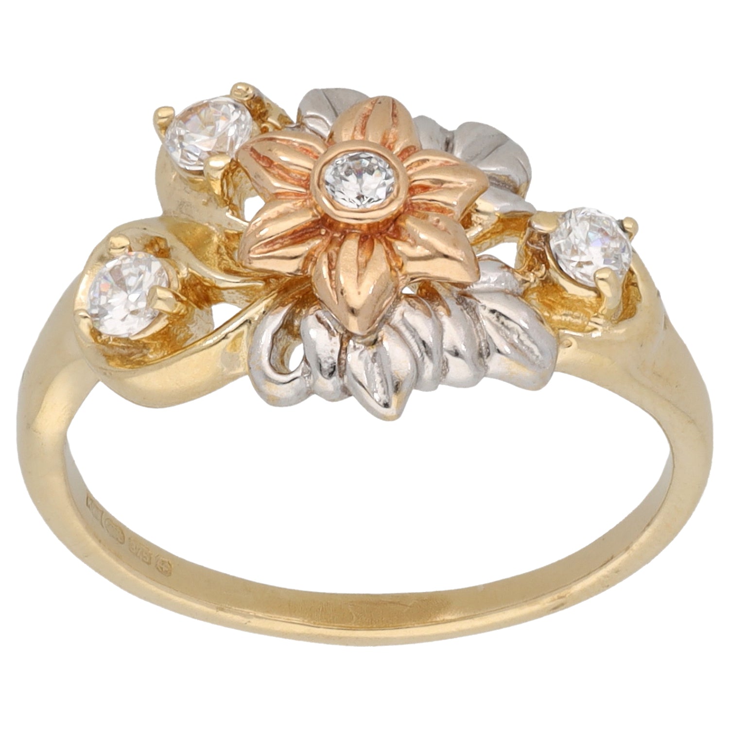 9ct Gold Cubic Zirconia Dress/Cocktail Ring Size N