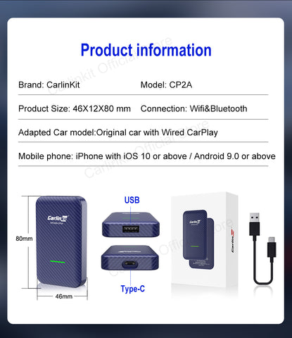 CarlinKit 4.0 Wireless CarPlay Wireless Android Auto Adapter