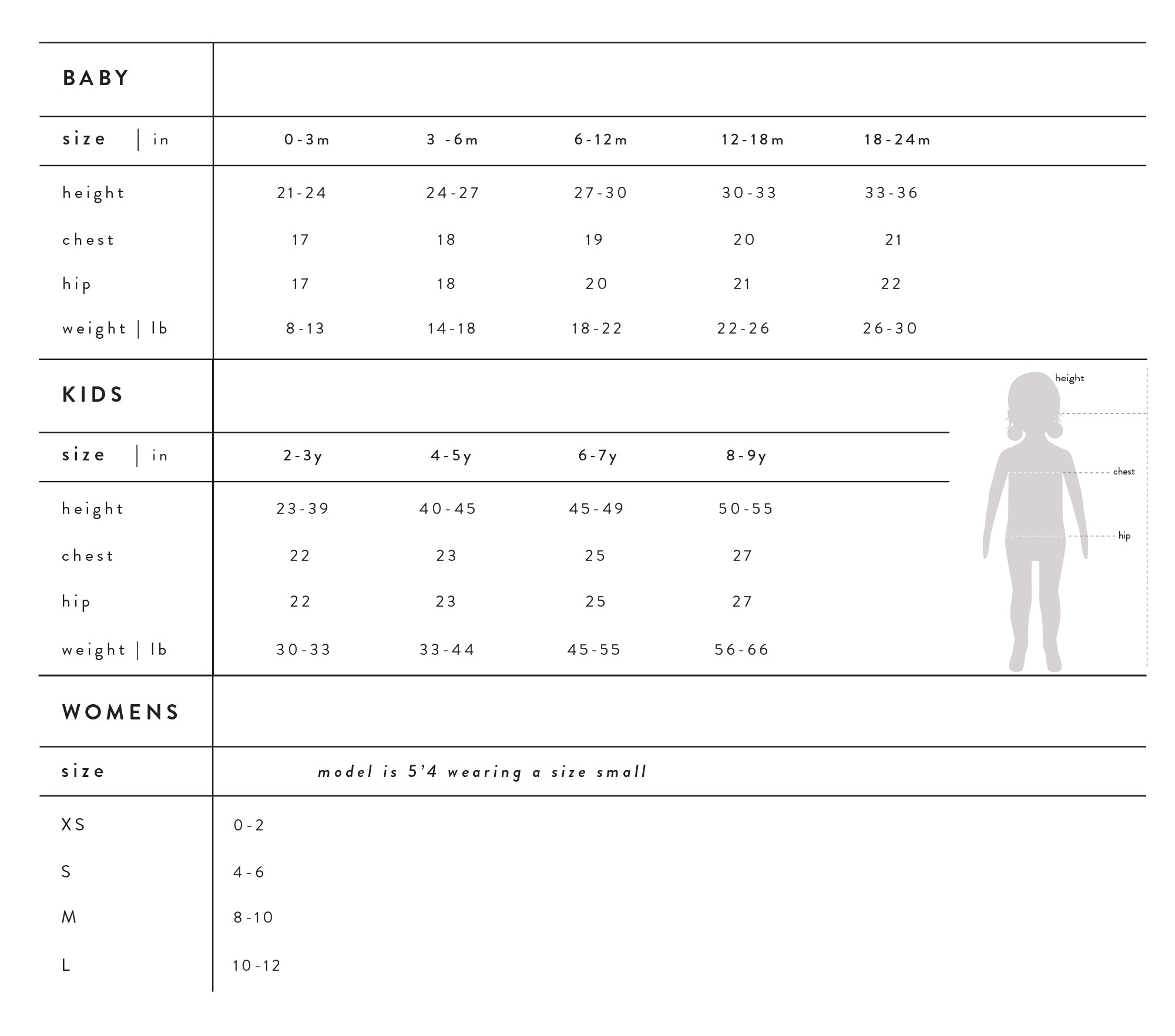 Rylee And Cru Size Chart