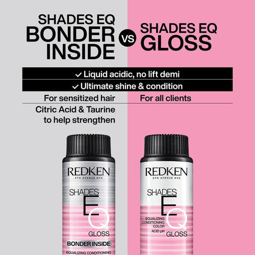 Redken Shades EQ Demi-Permanent Bonder Inside vs Color Gloss