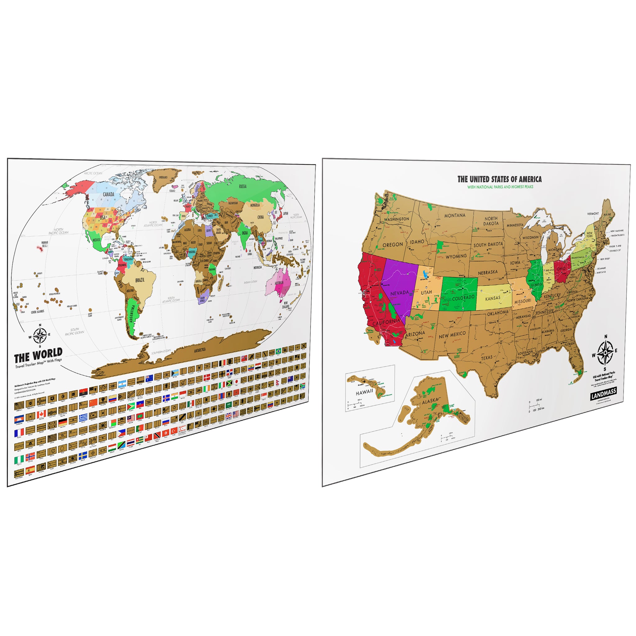 World Scratch Off Map + Scratch Off United States Map - Black Edition –  Landmass