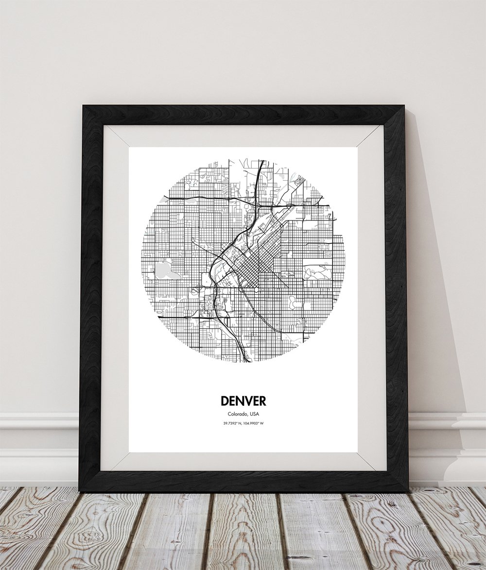 Buy Denver Map Poster 18 By 24 Inch City Map Print Online Landmass   Denver Frame On Wood City Map 2048x2048 