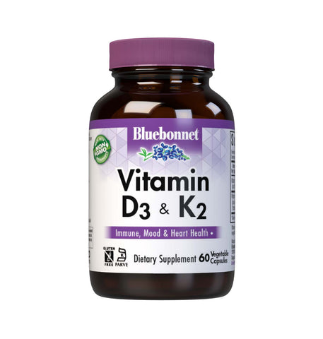 Vitamin D3 and K2 vegetable capsules bottle