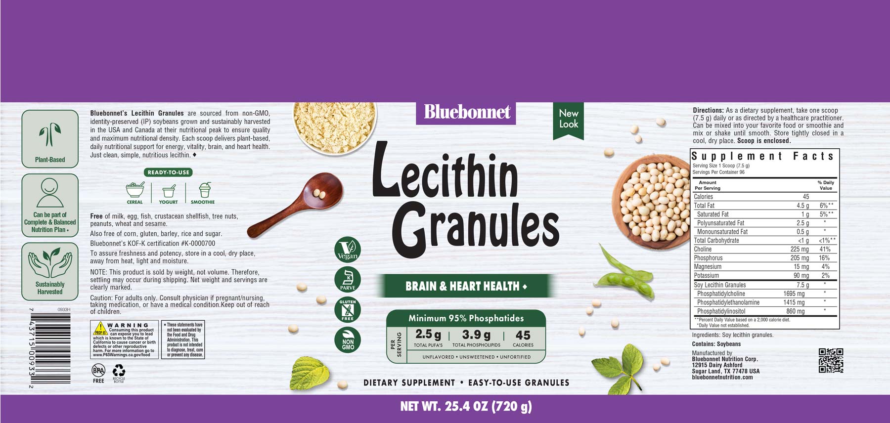 Bluebonnet's Lecithin Granules. 25.4 oz